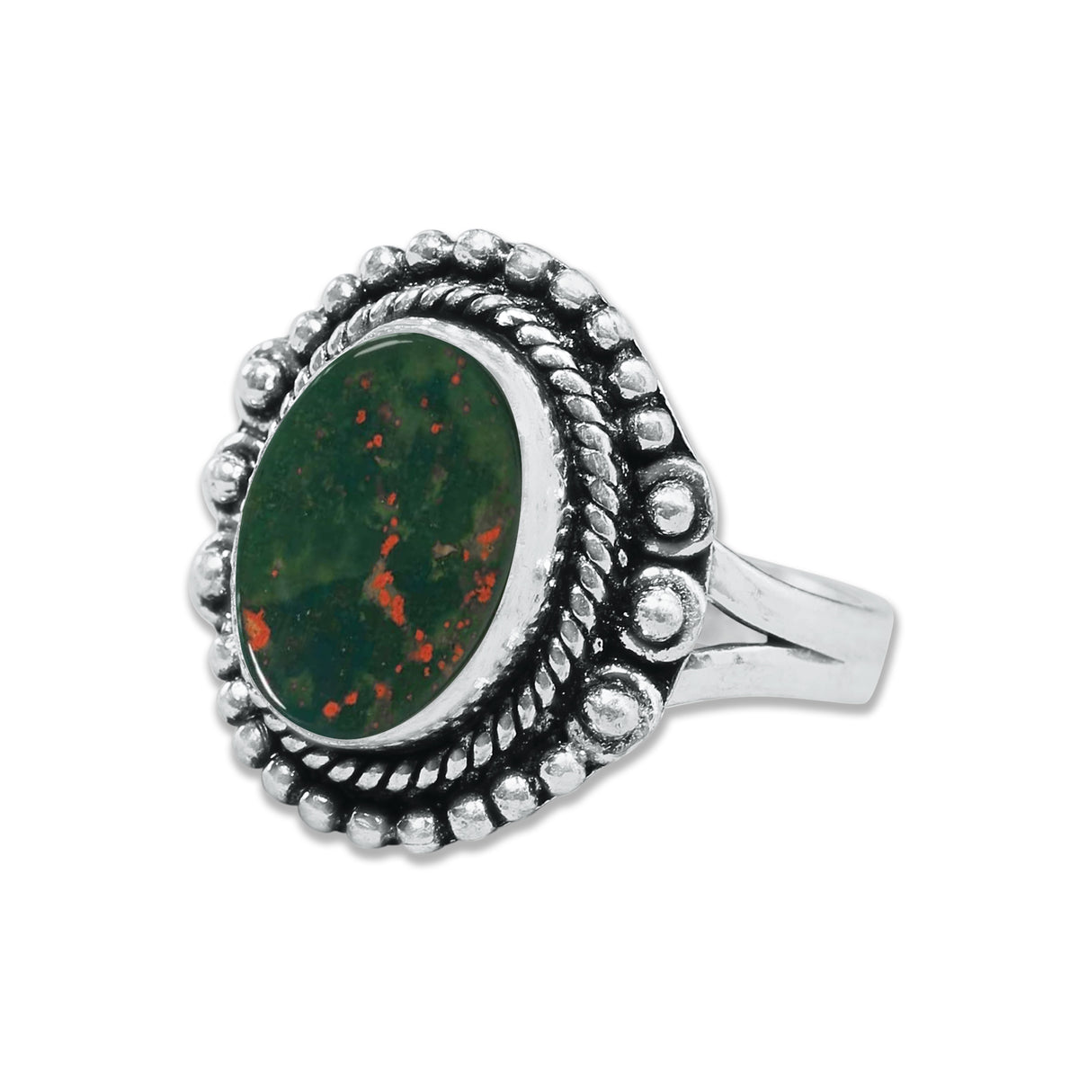 Bloodstone Rings – Handmade, Silver-Plated, Deep Earthy Strength (Made to Order)