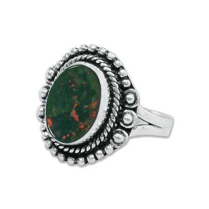 Bloodstone Rings – Handmade, Silver-Plated, Deep Earthy Strength (Made to Order)
