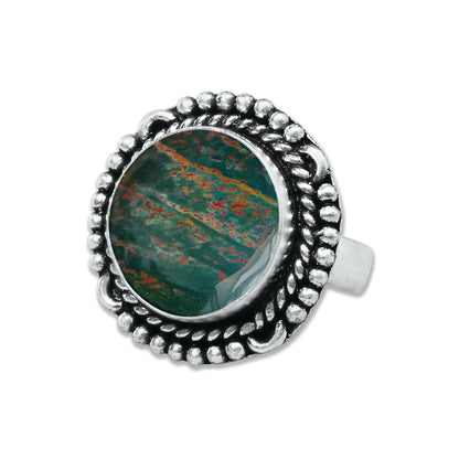 Bloodstone Rings – Handmade, Silver-Plated, Deep Earthy Strength (Made to Order)