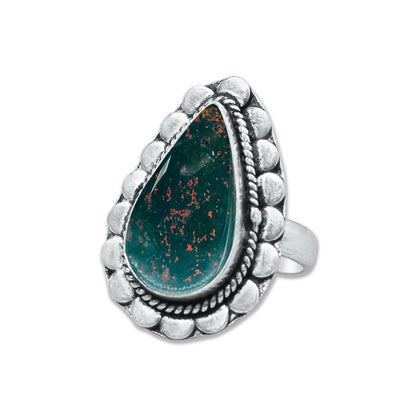 Bloodstone Rings – Handmade, Silver-Plated, Deep Earthy Strength (Made to Order)
