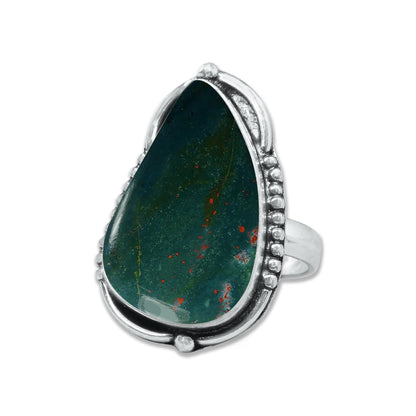 Bloodstone Rings – Handmade, Silver-Plated, Deep Earthy Strength (Made to Order)