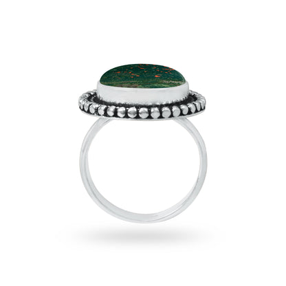 Bloodstone Rings – Handmade, Silver-Plated, Deep Earthy Strength (Made to Order)