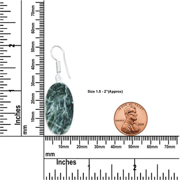 Seraphinite Earrings – Minimalist Bezel Design, Silver-Plated, Handmade (Made to Order)