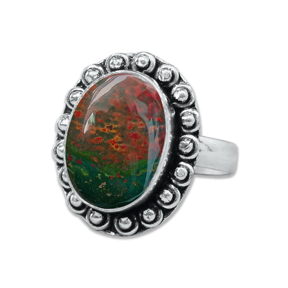 Bloodstone Rings – Handmade, Silver-Plated, Deep Earthy Strength (Made to Order)