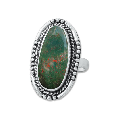 Bloodstone Rings – Handmade, Silver-Plated, Deep Earthy Strength (Made to Order)