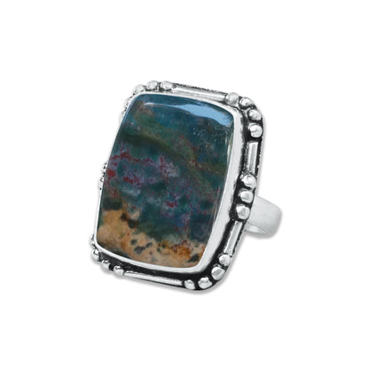 Bloodstone Rings – Handmade, Silver-Plated, Deep Earthy Strength (Made to Order)