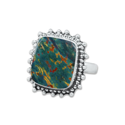 Bloodstone Rings – Handmade, Silver-Plated, Deep Earthy Strength (Made to Order)