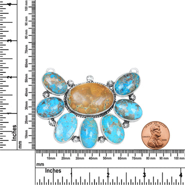 Collier Navajo en turquoise d'Arizona - Plaqué argent, fait main, pièce identique à celle présentée