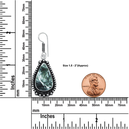 Seraphinite Earrings – Artisan Design, Silver-Plated, Handmade (Made to Order)