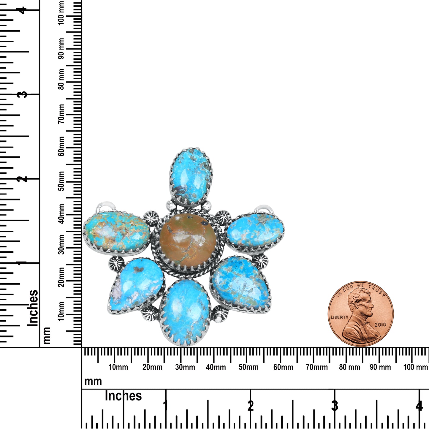 Collier Navajo en turquoise d'Arizona - Plaqué argent, fait main, pièce identique à celle présentée