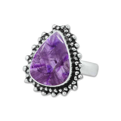 Natürliche Amethyst-Edelsteinringe für Frauen, lila Amethyst-Kristall, handgefertigte Großhandelsringe zum Massenverkauf