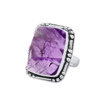 Natürliche Amethyst-Edelsteinringe für Frauen, lila Amethyst-Kristall, handgefertigte Großhandelsringe zum Massenverkauf