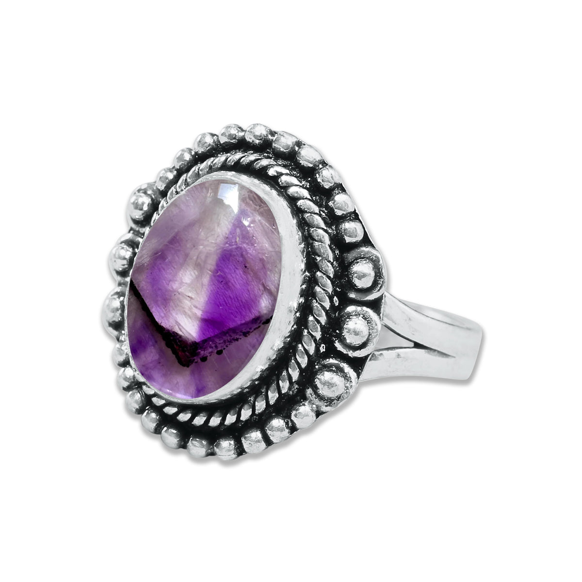 Natürliche Amethyst-Edelsteinringe für Frauen, lila Amethyst-Kristall, handgefertigte Großhandelsringe zum Massenverkauf