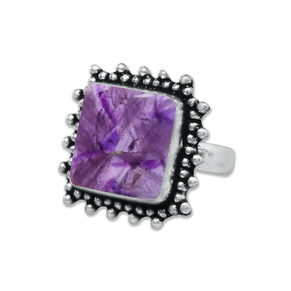 Natürliche Amethyst-Edelsteinringe für Frauen, lila Amethyst-Kristall, handgefertigte Großhandelsringe zum Massenverkauf