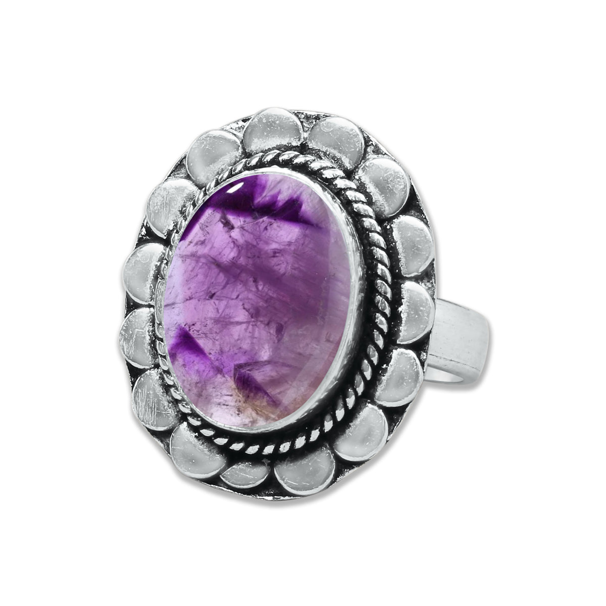 Natürliche Amethyst-Edelsteinringe für Frauen, lila Amethyst-Kristall, handgefertigte Großhandelsringe zum Massenverkauf
