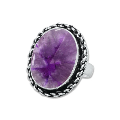 Natürliche Amethyst-Edelsteinringe für Frauen, lila Amethyst-Kristall, handgefertigte Großhandelsringe zum Massenverkauf