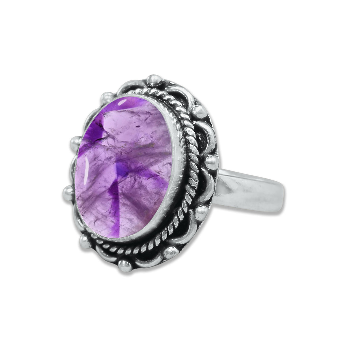 Natürliche Amethyst-Edelsteinringe für Frauen, lila Amethyst-Kristall, handgefertigte Großhandelsringe zum Massenverkauf