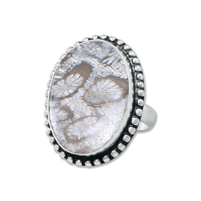 Fossil Coral Rings – Handmade, Silver-Plated, Ancient Ocean Energy (Made to Order, US Sizes 6–10)