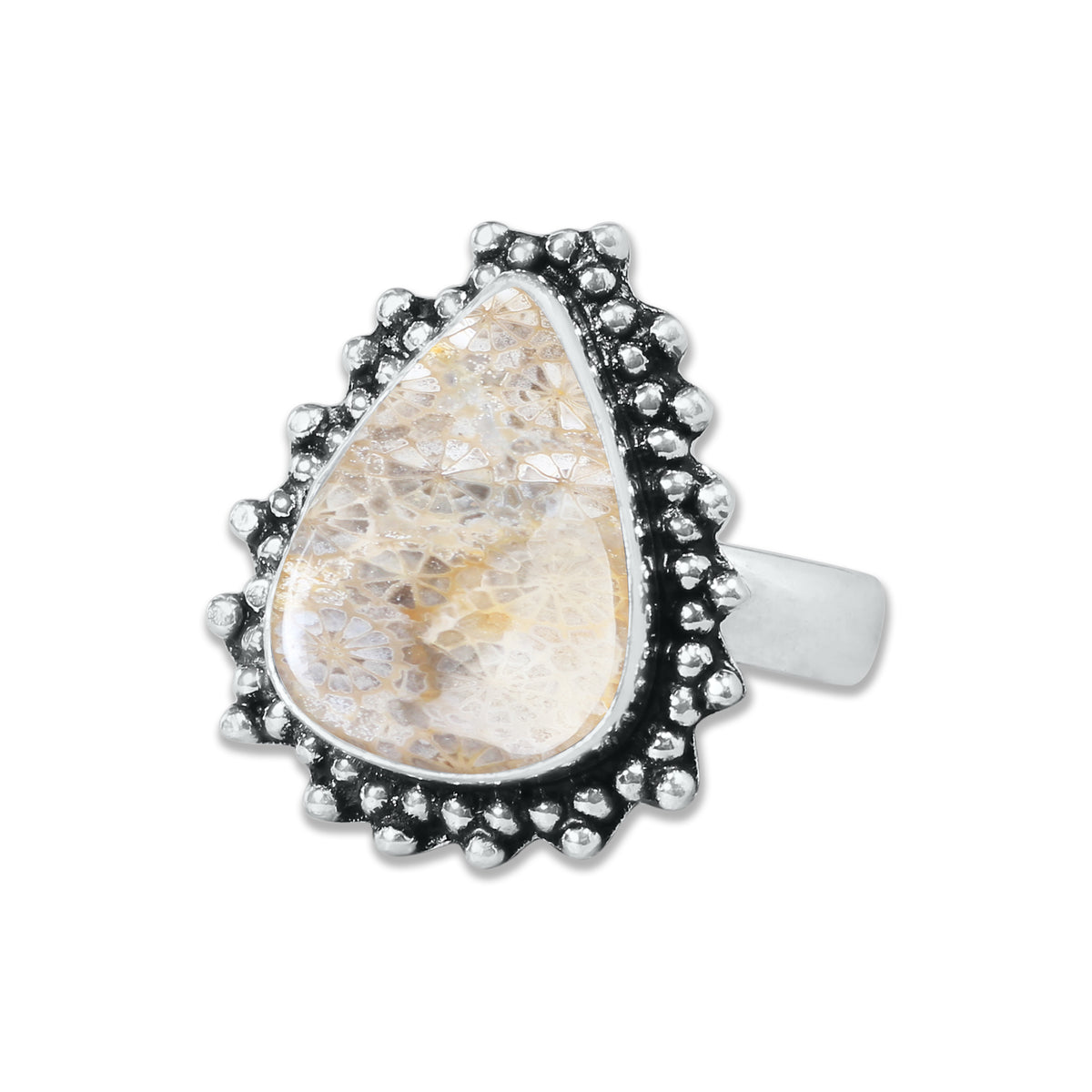 Fossil Coral Rings – Handmade, Silver-Plated, Ancient Ocean Energy (Made to Order, US Sizes 6–10)