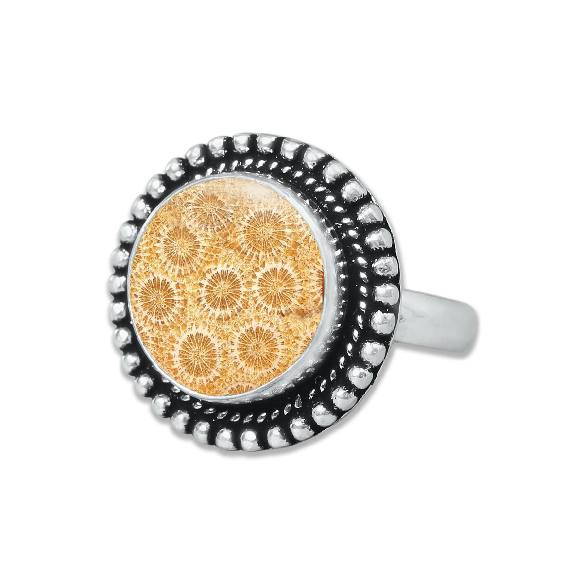 Fossil Coral Rings – Handmade, Silver-Plated, Ancient Ocean Energy (Made to Order, US Sizes 6–10)