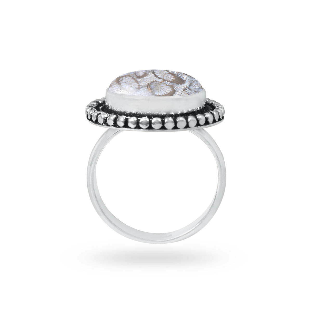 Fossil Coral Rings – Handmade, Silver-Plated, Ancient Ocean Energy (Made to Order, US Sizes 6–10)