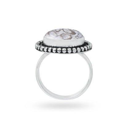 Fossil Coral Rings – Handmade, Silver-Plated, Ancient Ocean Energy (Made to Order, US Sizes 6–10)