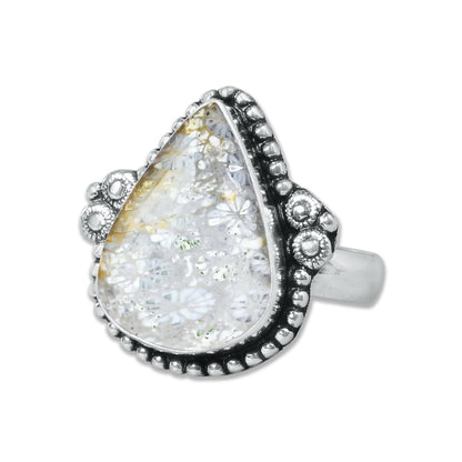 Fossil Coral Rings – Handmade, Silver-Plated, Ancient Ocean Energy (Made to Order, US Sizes 6–10)