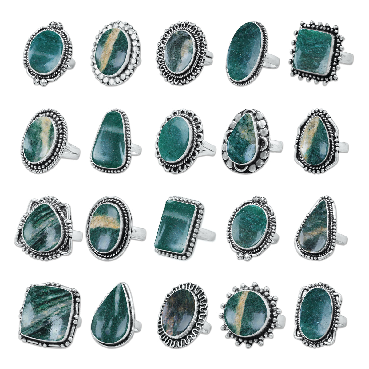 Green Aventurine Rings – Handmade, Silver-Plated, Soft Green Glow (Made to Order, US Sizes 6–10)