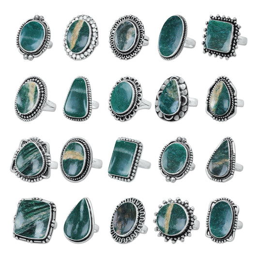 Green Aventurine Rings – Handmade, Silver-Plated, Soft Green Glow (Made to Order, US Sizes 6–10)