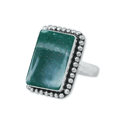 Green Aventurine Rings – Handmade, Silver-Plated, Soft Green Glow (Made to Order, US Sizes 6–10)