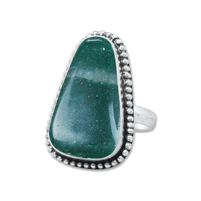 Green Aventurine Rings – Handmade, Silver-Plated, Soft Green Glow (Made to Order, US Sizes 6–10)
