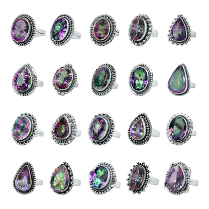 Bagues en topaze mystique pour femmes Bagues en cristal de topaze mystique arc-en-ciel Bijoux faits à la main