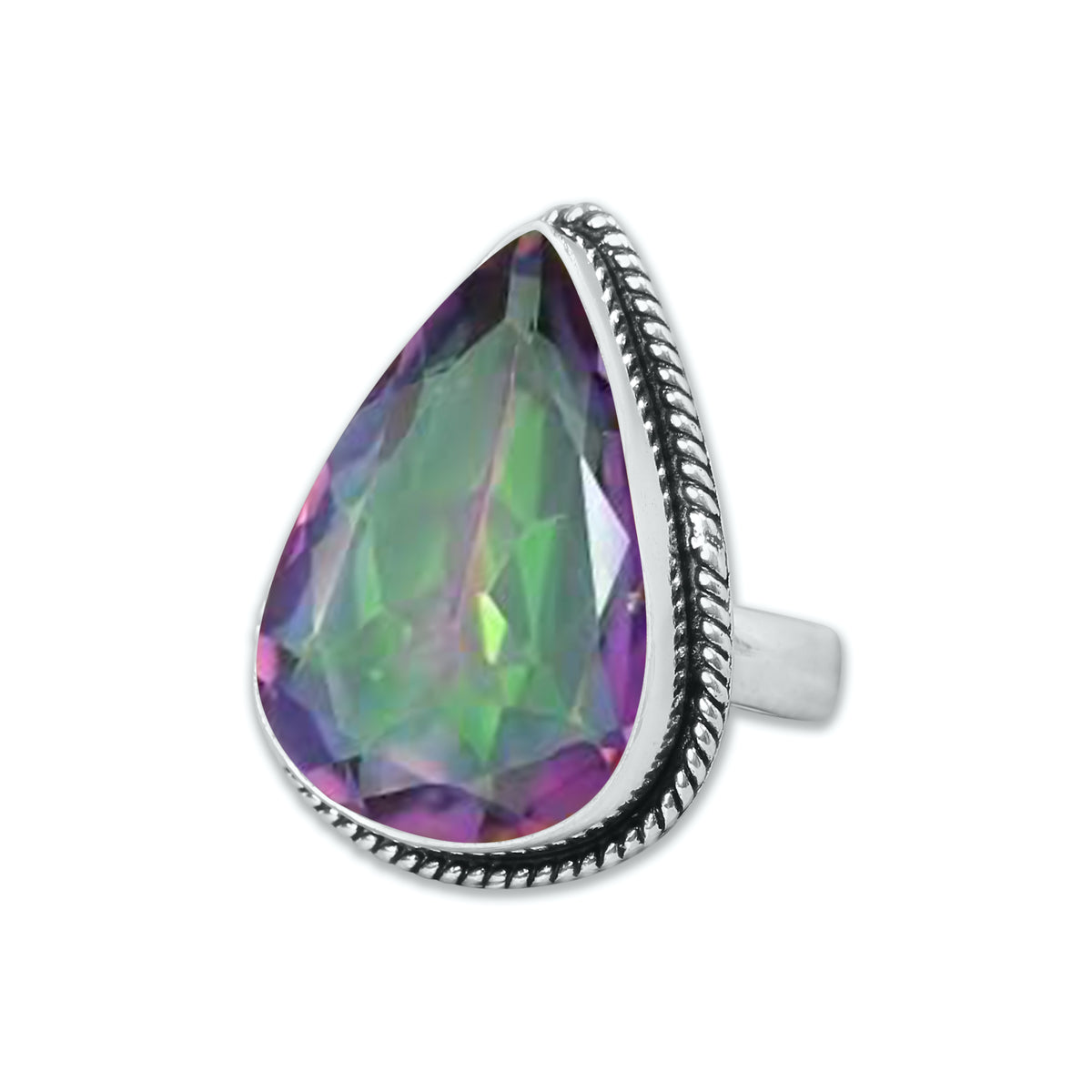 Bagues en topaze mystique pour femmes Bagues en cristal de topaze mystique arc-en-ciel Bijoux faits à la main