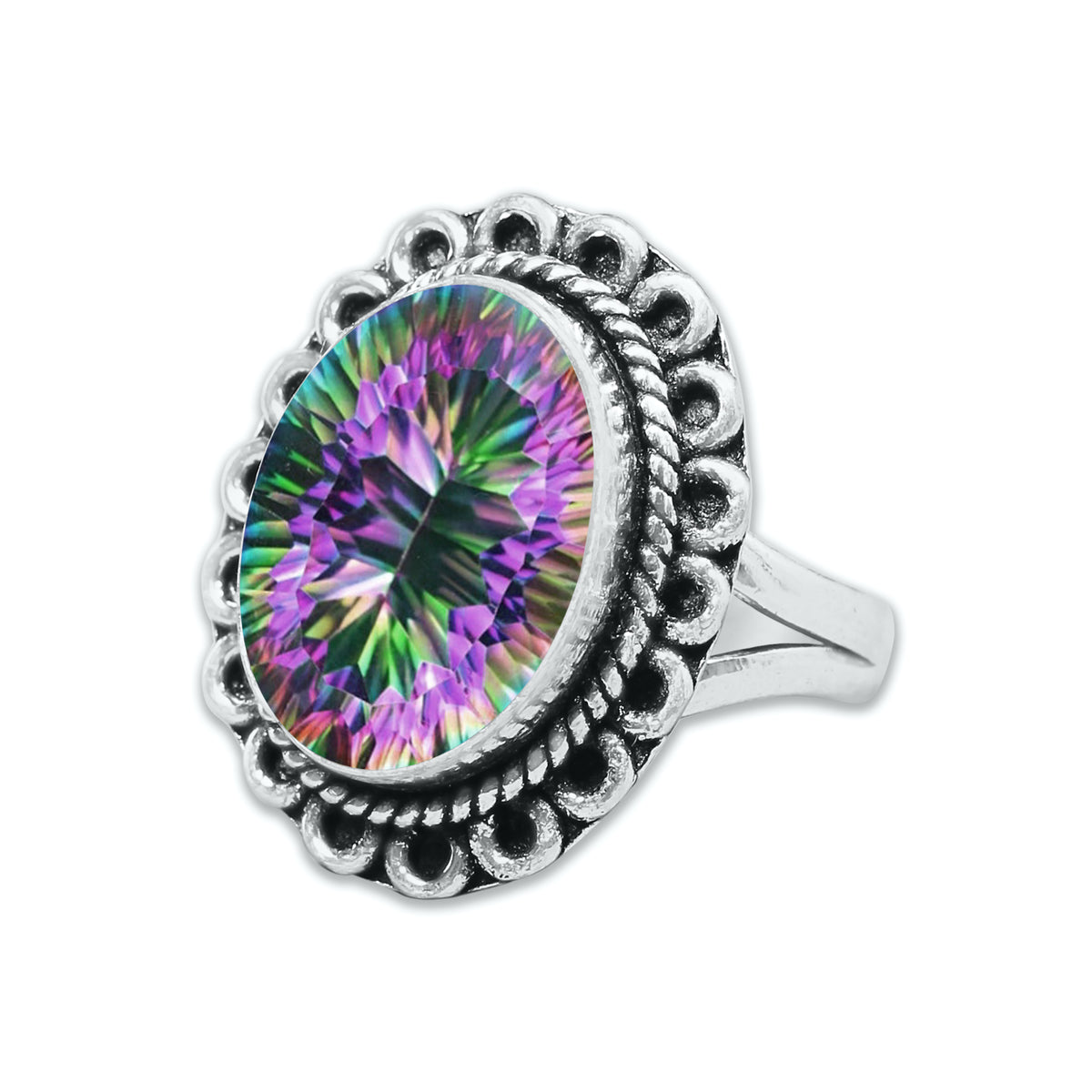 Bagues en topaze mystique pour femmes Bagues en cristal de topaze mystique arc-en-ciel Bijoux faits à la main