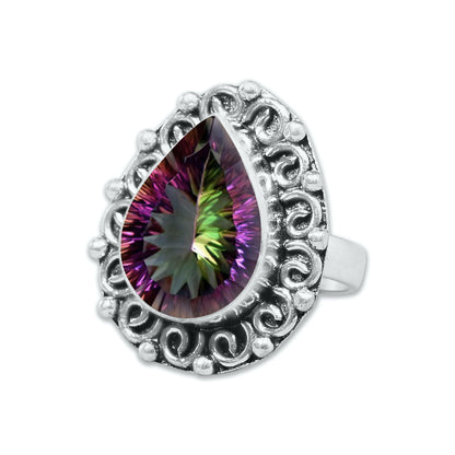 Bagues en topaze mystique pour femmes Bagues en cristal de topaze mystique arc-en-ciel Bijoux faits à la main