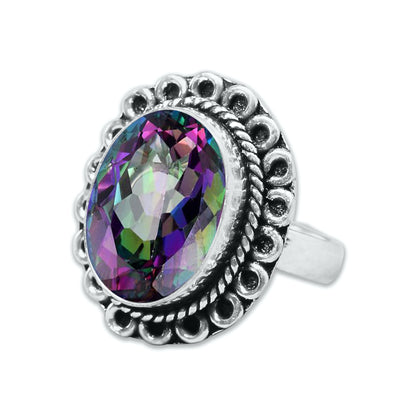 Bagues en topaze mystique pour femmes Bagues en cristal de topaze mystique arc-en-ciel Bijoux faits à la main