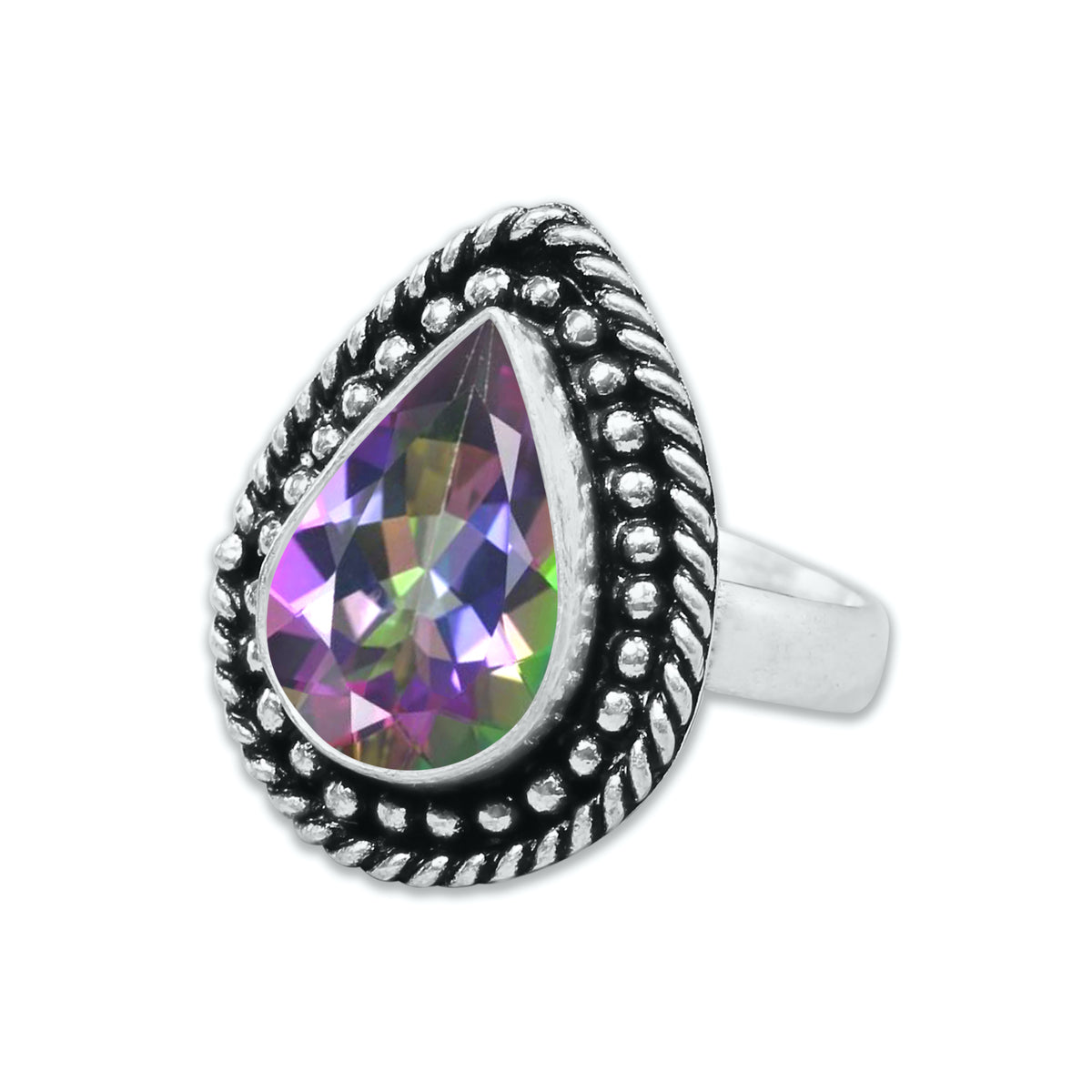 Bagues en topaze mystique pour femmes Bagues en cristal de topaze mystique arc-en-ciel Bijoux faits à la main