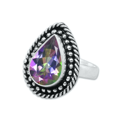 Bagues en topaze mystique pour femmes Bagues en cristal de topaze mystique arc-en-ciel Bijoux faits à la main