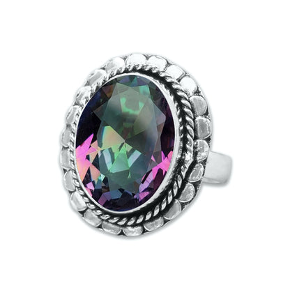 Bagues en topaze mystique pour femmes Bagues en cristal de topaze mystique arc-en-ciel Bijoux faits à la main