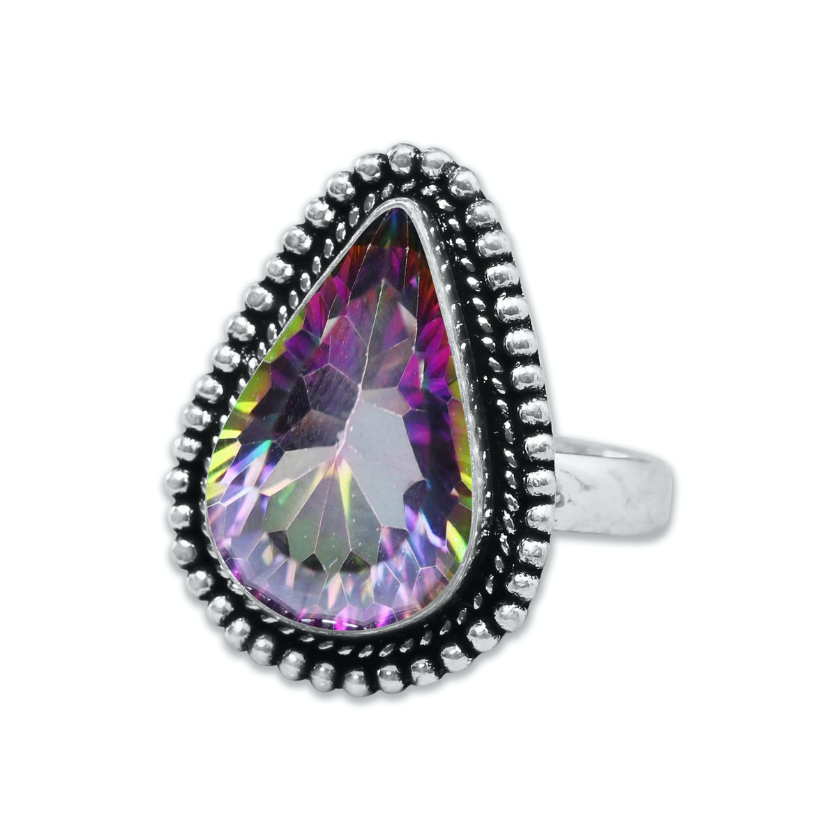Bagues en topaze mystique pour femmes Bagues en cristal de topaze mystique arc-en-ciel Bijoux faits à la main