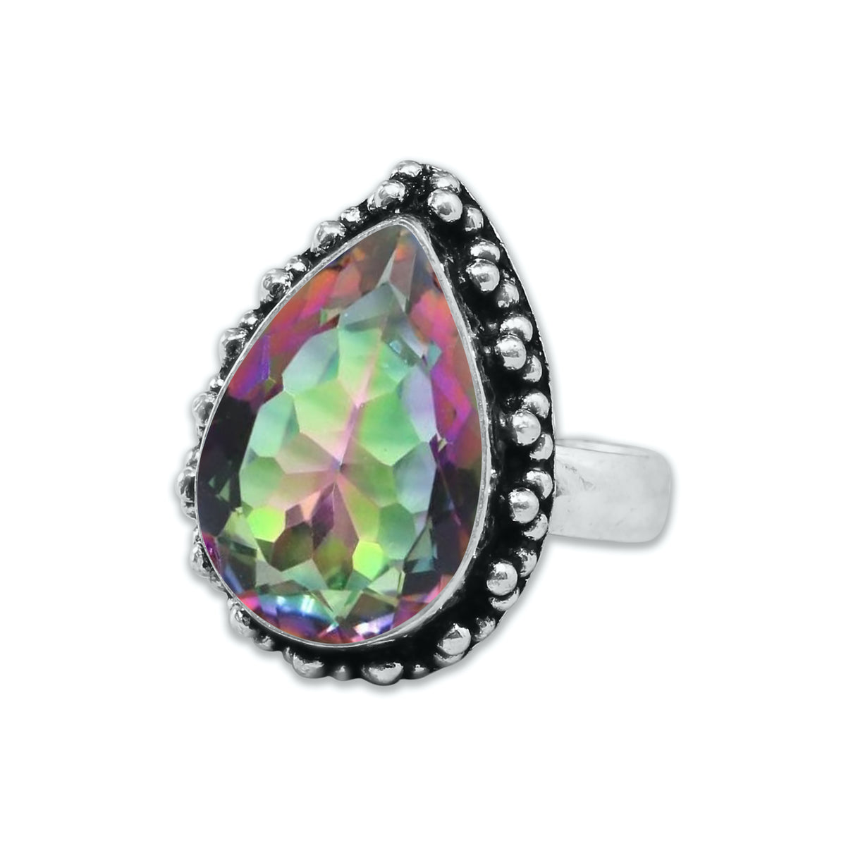 Bagues en topaze mystique pour femmes Bagues en cristal de topaze mystique arc-en-ciel Bijoux faits à la main