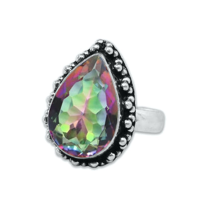 Bagues en topaze mystique pour femmes Bagues en cristal de topaze mystique arc-en-ciel Bijoux faits à la main