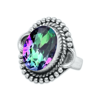 Bagues en topaze mystique pour femmes Bagues en cristal de topaze mystique arc-en-ciel Bijoux faits à la main