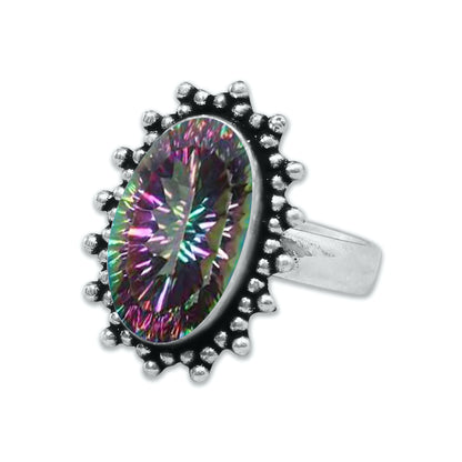 Bagues en topaze mystique pour femmes Bagues en cristal de topaze mystique arc-en-ciel Bijoux faits à la main