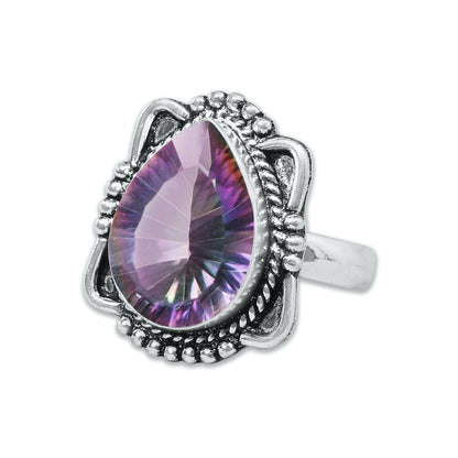 Bagues en topaze mystique pour femmes Bagues en cristal de topaze mystique arc-en-ciel Bijoux faits à la main
