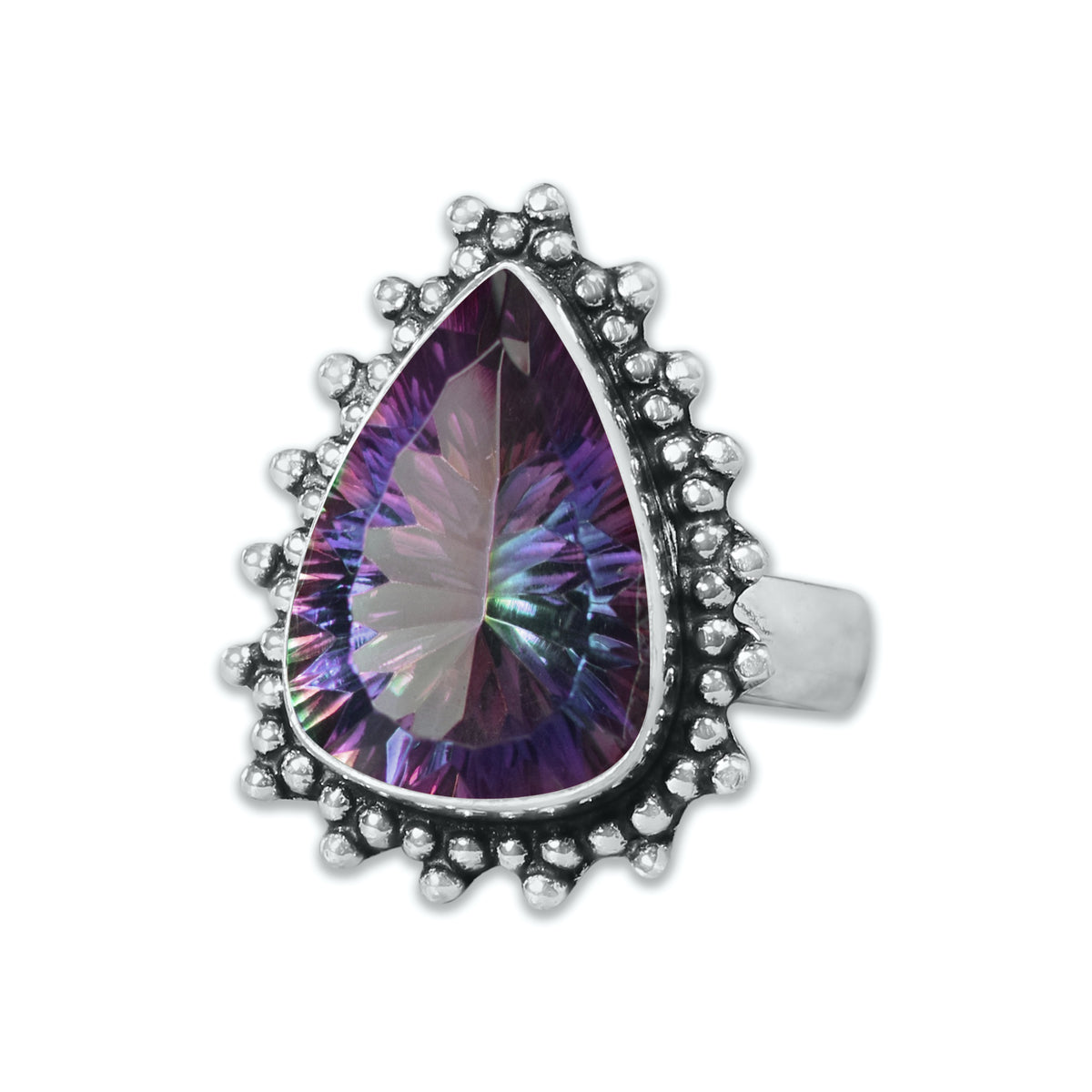 Bagues en topaze mystique pour femmes Bagues en cristal de topaze mystique arc-en-ciel Bijoux faits à la main