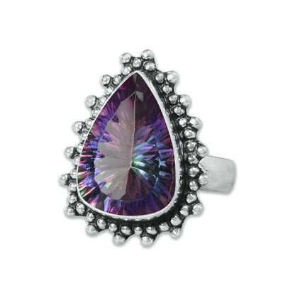 Bagues en topaze mystique pour femmes Bagues en cristal de topaze mystique arc-en-ciel Bijoux faits à la main