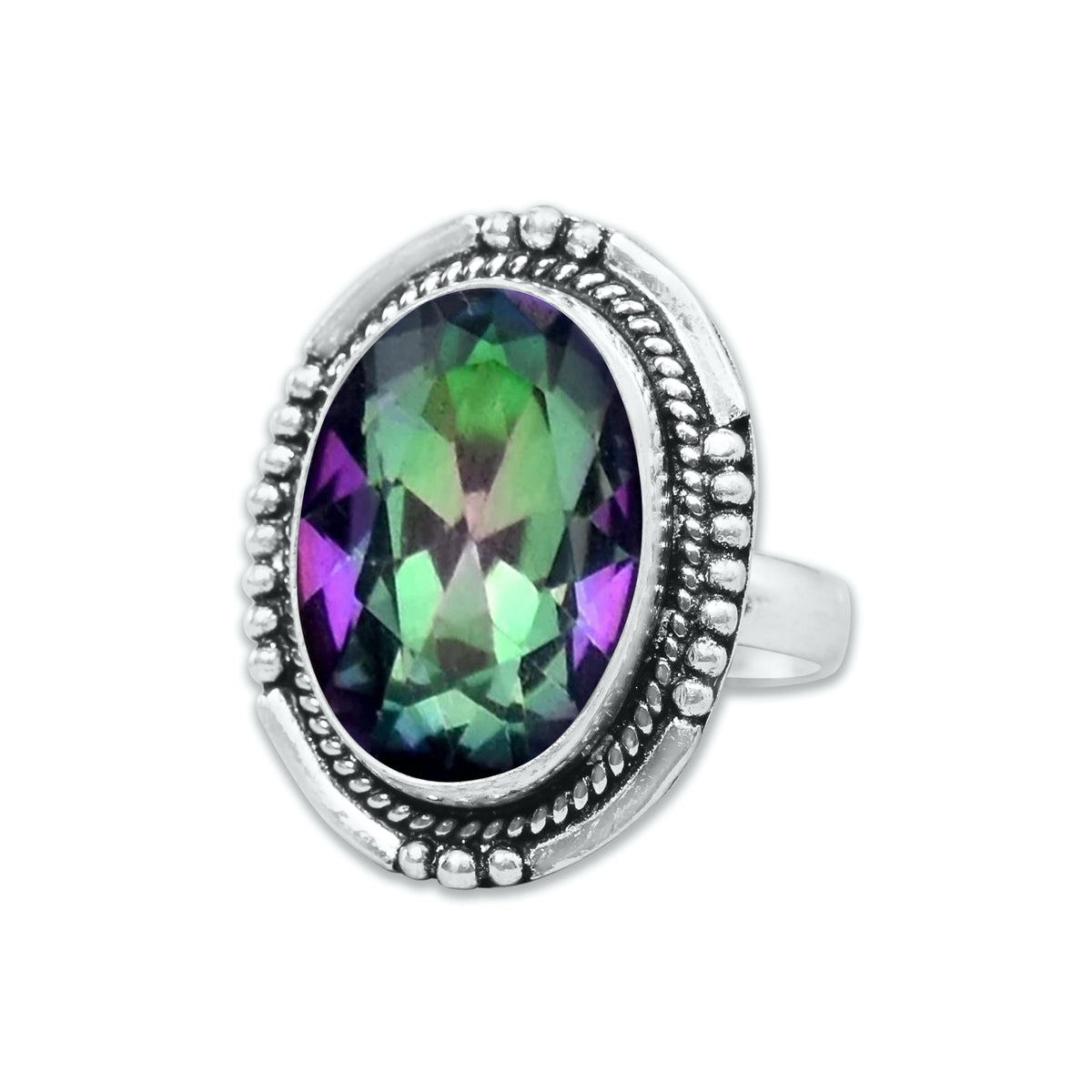 Bagues en topaze mystique pour femmes Bagues en cristal de topaze mystique arc-en-ciel Bijoux faits à la main