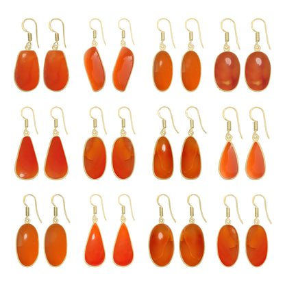 Carnelian Earrings – 18K Gold-Plated Bezel, Handmade Minimal Design | Made to Order