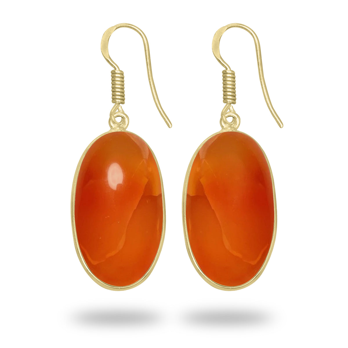 Carnelian Earrings – 18K Gold-Plated Bezel, Handmade Minimal Design | Made to Order